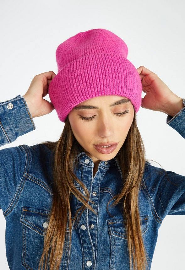 Rib Knit Beanie Pink