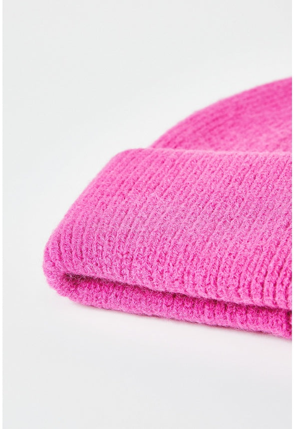 Rib Knit Beanie Pink