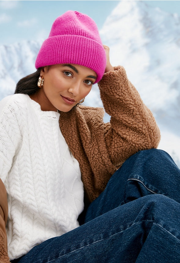 Rib Knit Beanie Pink