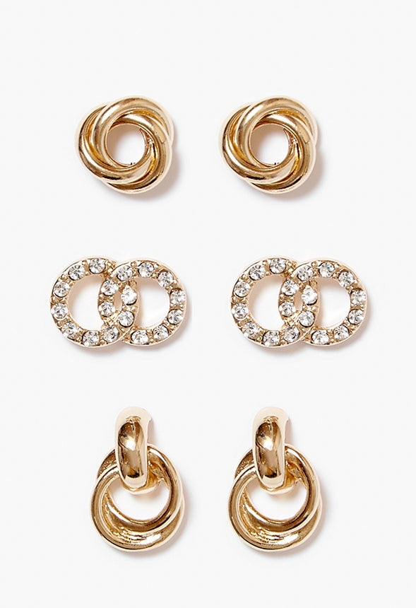 Stella Rhinestone Knot Stud Set Crystal/Gold