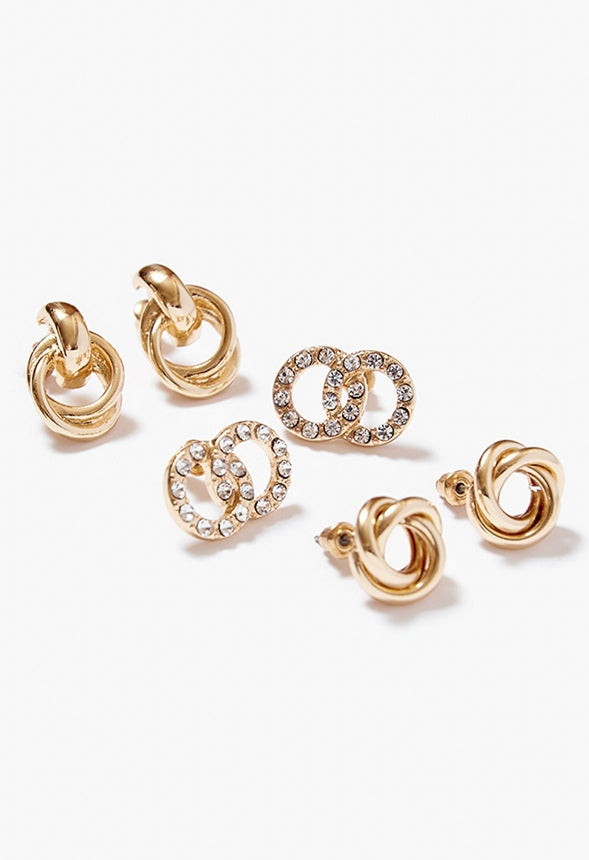 Stella Rhinestone Knot Stud Set Gold