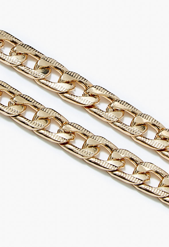 Aliya Etched Chain Necklace And Anklet Set Gold