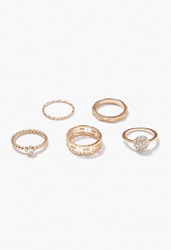 Arlette Script And Rhinestone Ring Set