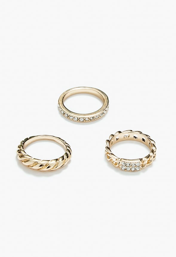 Aubrey Rope Twist Ring Set Gold