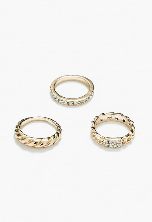 Aubrey Rope Twist Ring Set Gold