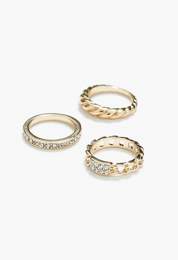 Aubrey Rope Twist Ring Set Gold