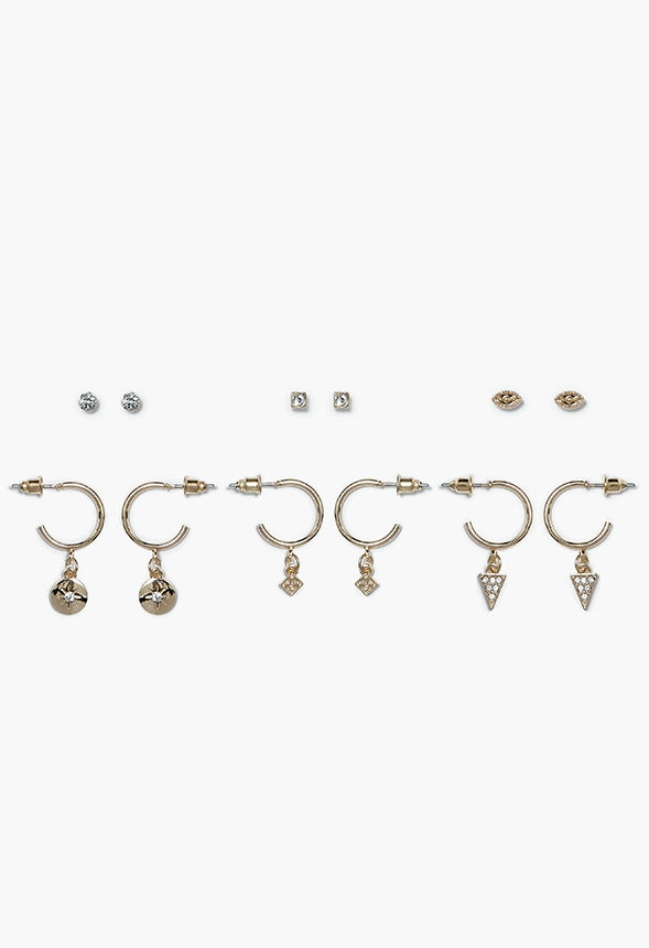 Blair Rhinestone Stud And Hoop Multipack Clear/Gold