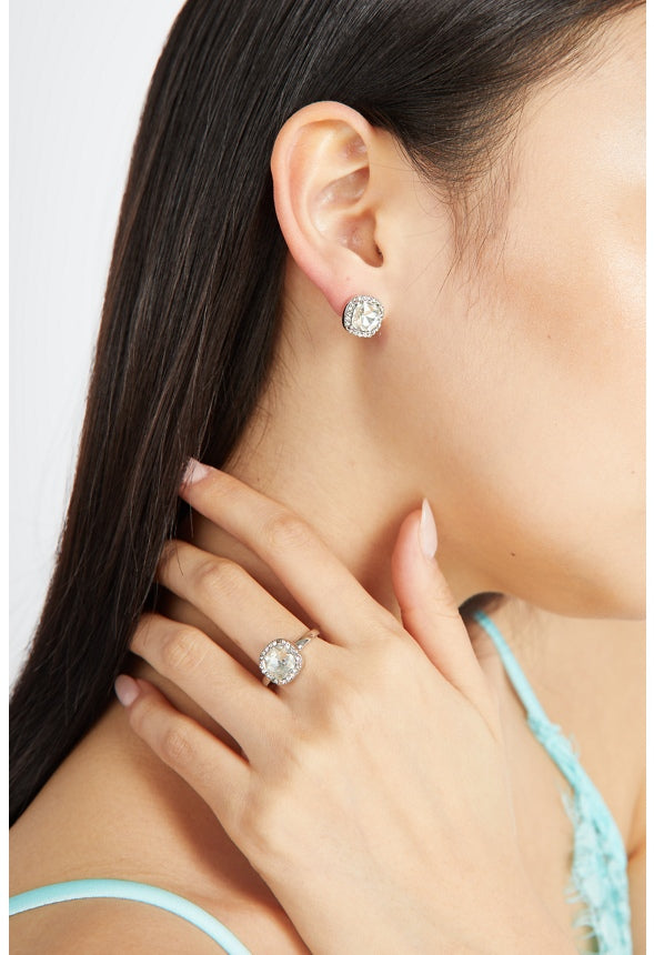 Leona Crystal Ring And Stud Set Clear/Silver