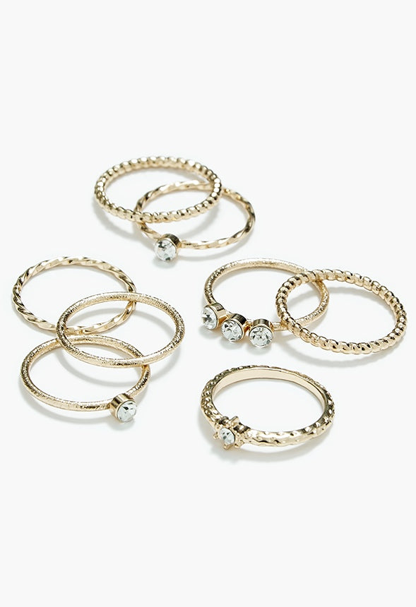 Naya Fine Glass Ring Pack Clear/Gold