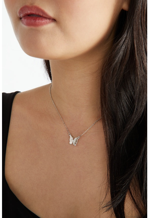 Rosa 3D Butterfly Jewelry Set Silver