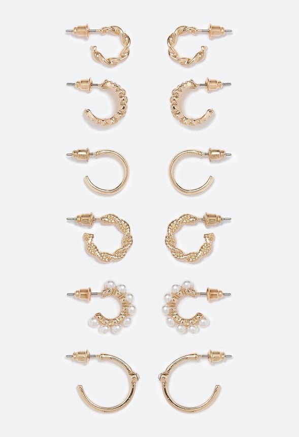 Keyla Mini Hoops Multipack Cream/ Gold