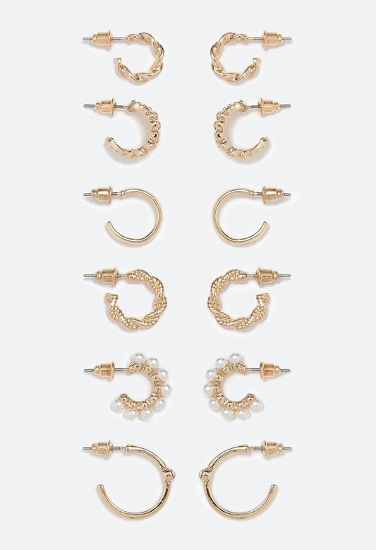 Keyla Mini Hoops Multipack Cream/ Gold