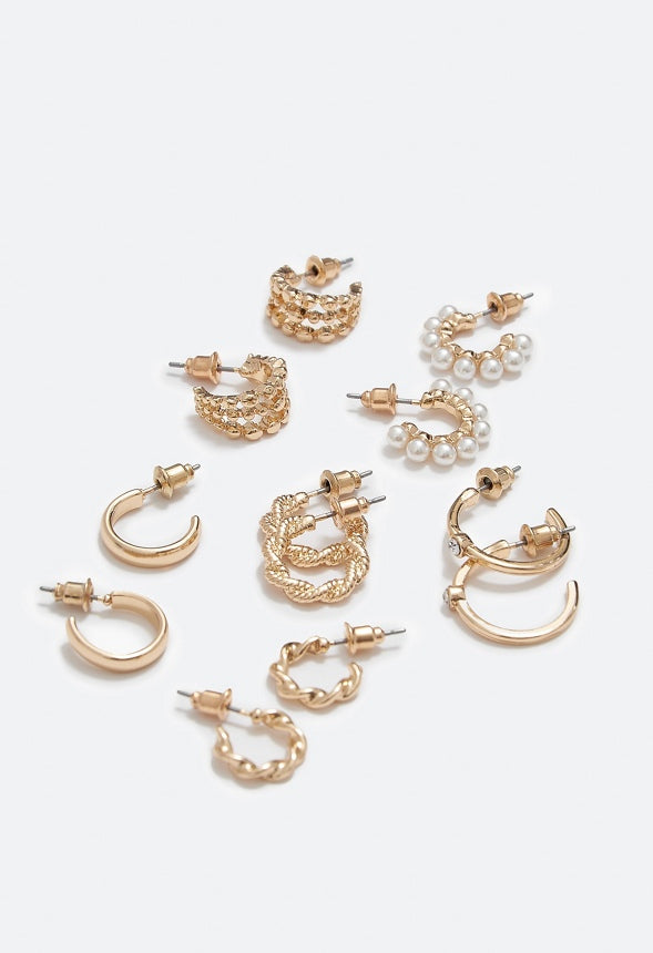 Keyla Mini Hoops Multipack Cream/ Gold