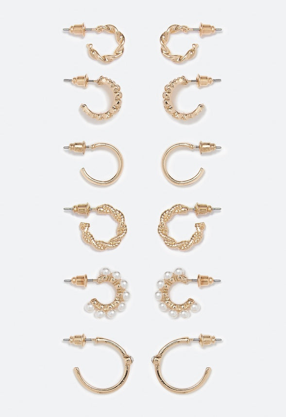 Keyla Mini Hoops Multipack Pearl/Gold