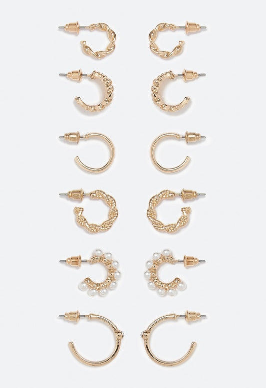 Keyla Mini Hoops Multipack Pearl/Gold