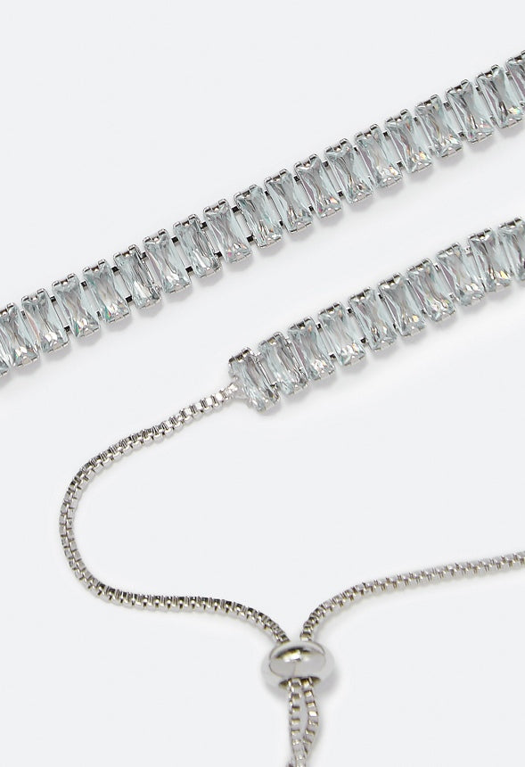 Lauryn Cubic Zirconia Baguette Jewelry Set Clear/Silver