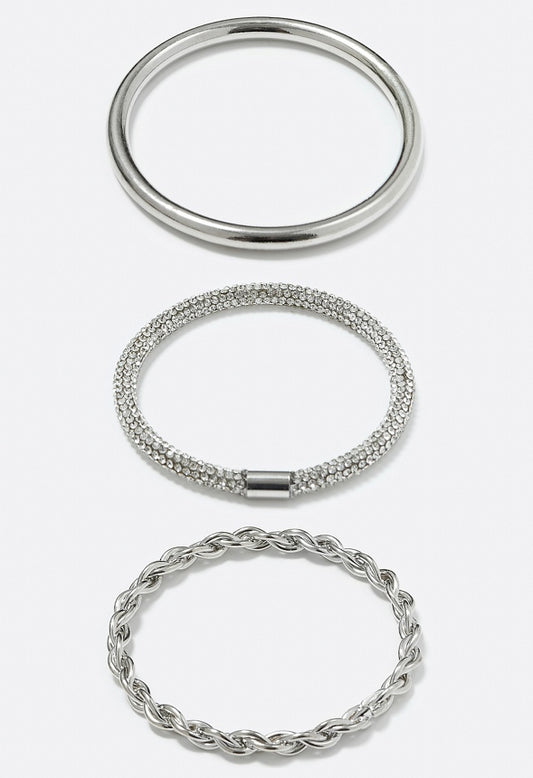 Tori Mixed Bangle Pack Clear/Silver