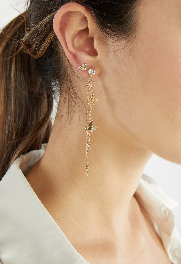 Malia Butterfly Strand Earring Set Clear/Gold