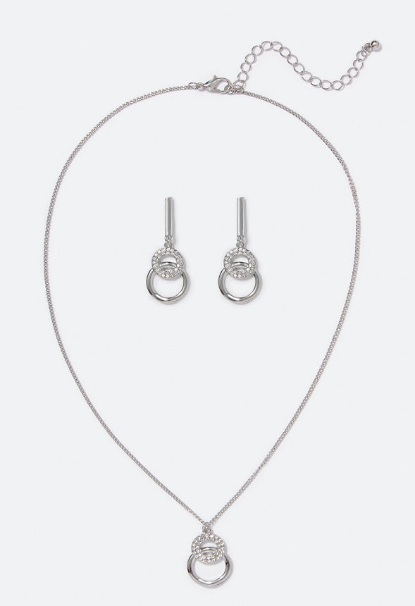 Laurel Linked Rings Jewelry Set Silver