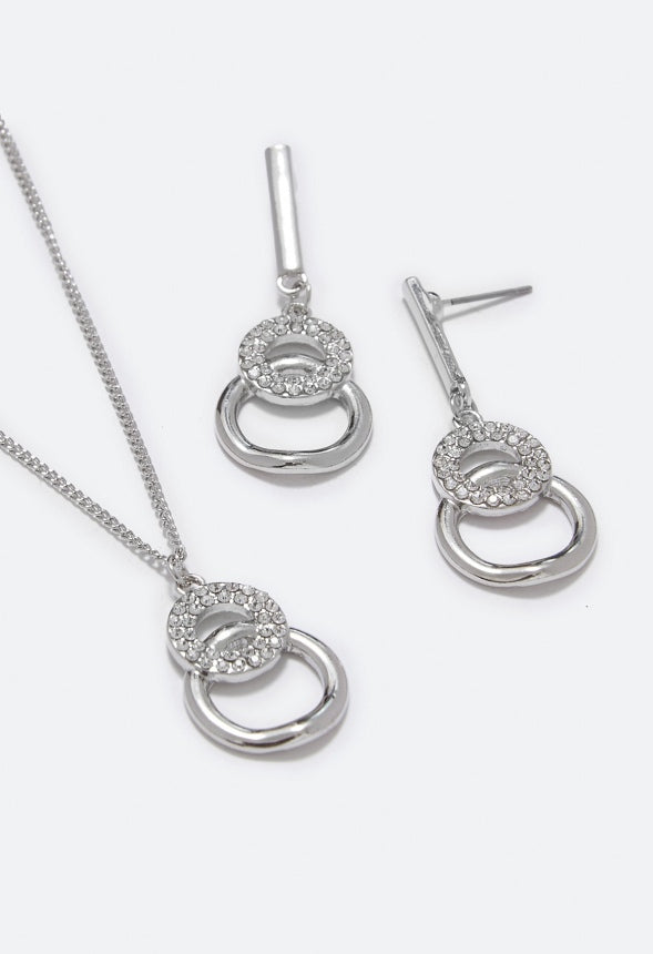Laurel Linked Rings Jewelry Set Silver
