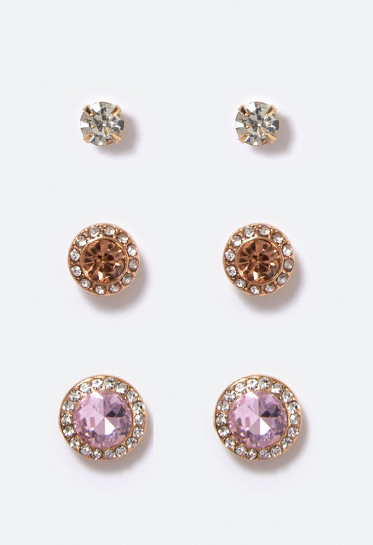 Clare Precious Stud Multipack  Pink/Peach/Gold