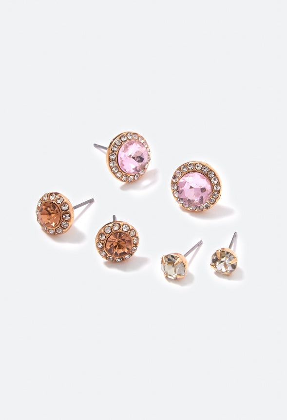 Clare Precious Stud Multipack  Pink/Peach/Gold