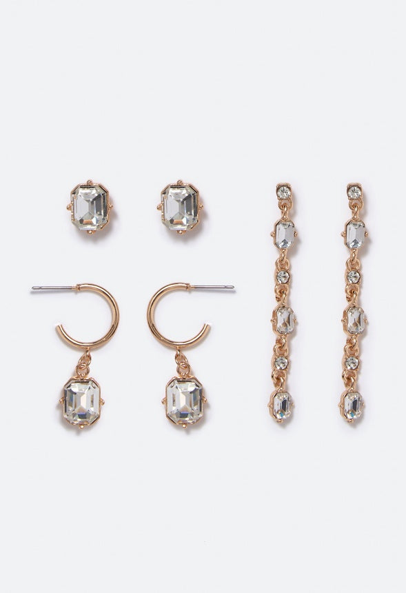 Lia Crystal Stud and Drop Multipack Crystal/Gold