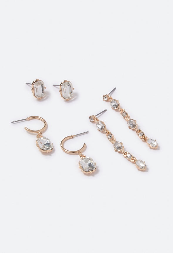 Lia Crystal Stud and Drop Multipack Crystal/Gold