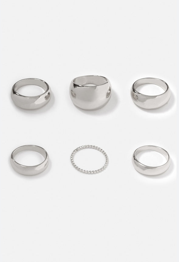 Phoebe Mixed Band Ring Stack Silver