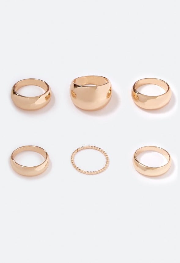 Phoebe Mixed Band Ring Stack Gold