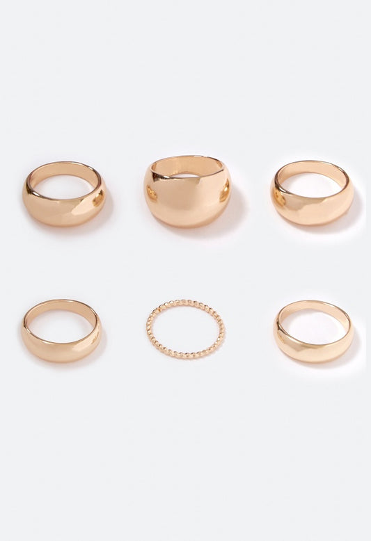 Phoebe Mixed Band Ring Stack Gold