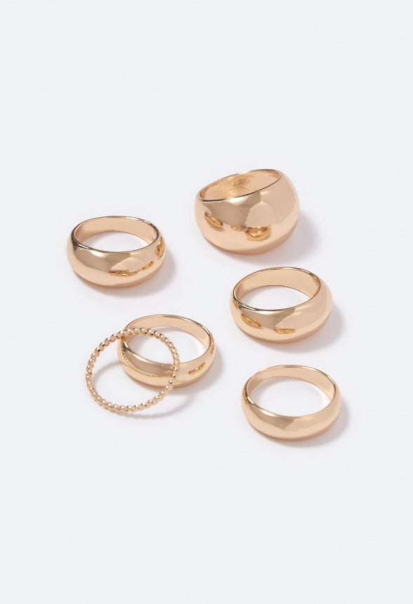Phoebe Mixed Band Ring Stack Gold