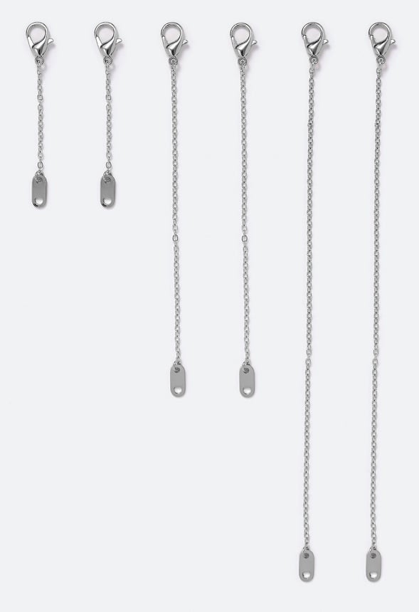 3 Pack Set Fine Chain Extender Silver