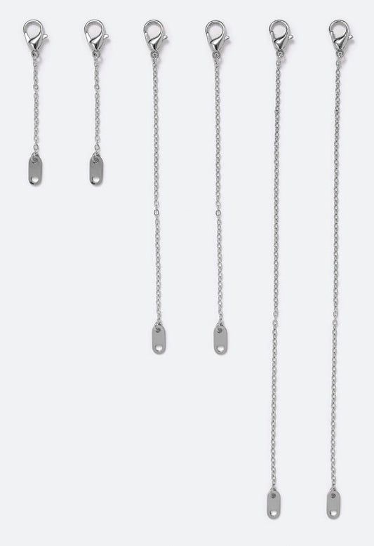 3 Pack Set Fine Chain Extender Silver