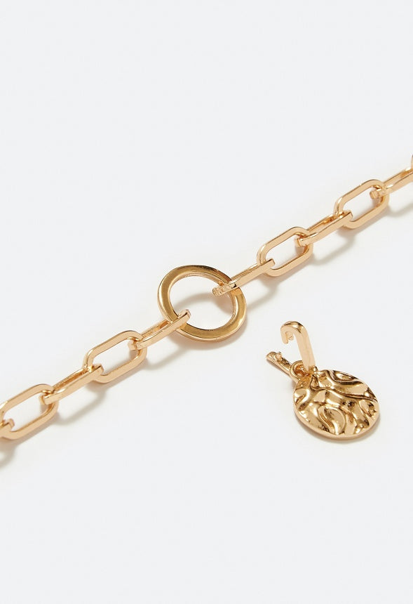 Kala Chain Necklace With Ring And Interchangeable Charms  Gold