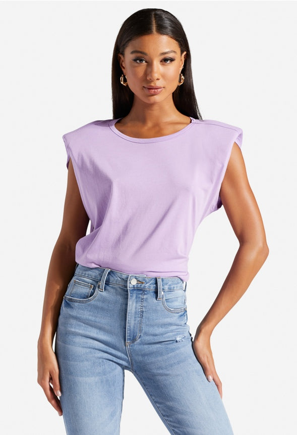SHOULDER PAD TEE Sheer Lilac