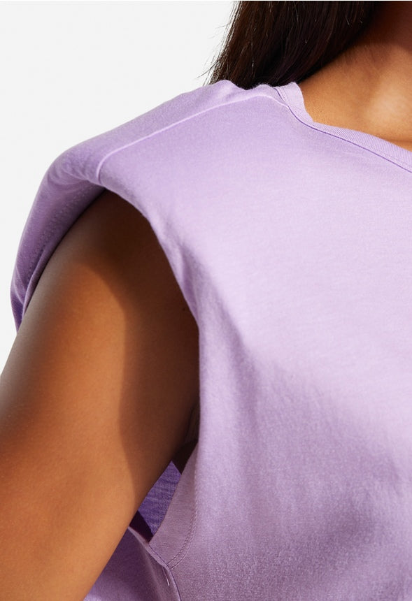 SHOULDER PAD TEE Sheer Lilac