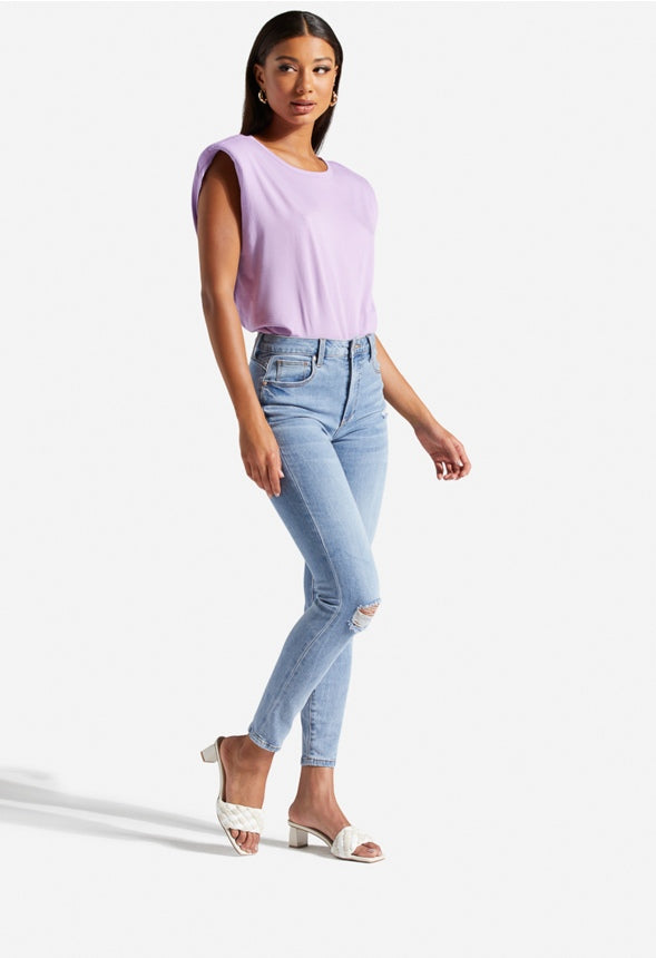 SHOULDER PAD TEE Sheer Lilac