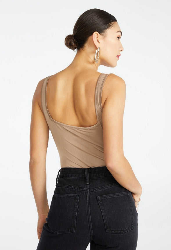SQUARE NECK RIB BODYSUIT Portabella