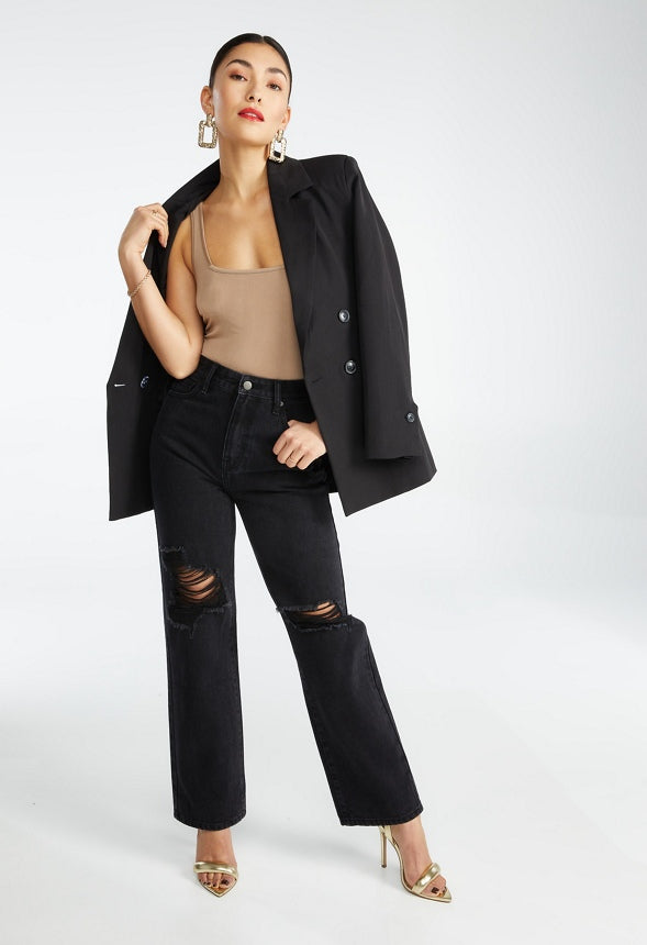 SQUARE NECK RIB BODYSUIT Portabella