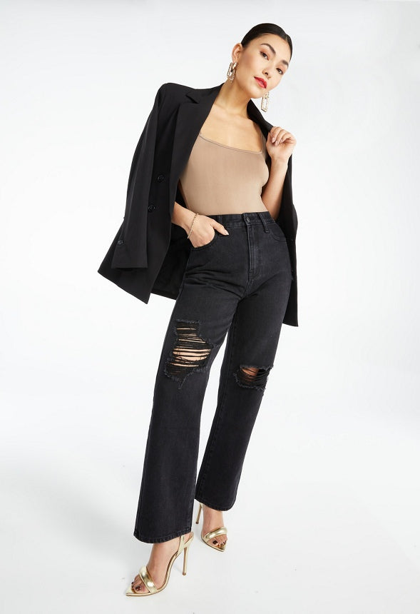 SQUARE NECK RIB BODYSUIT Portabella