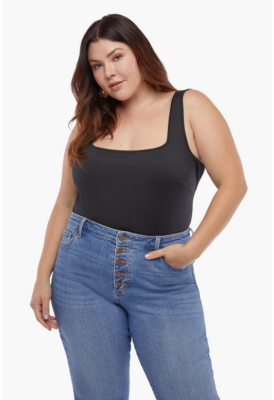 PLUS SIZE SQUARE NECK SLEEVELESS BODYSUIT Caviar