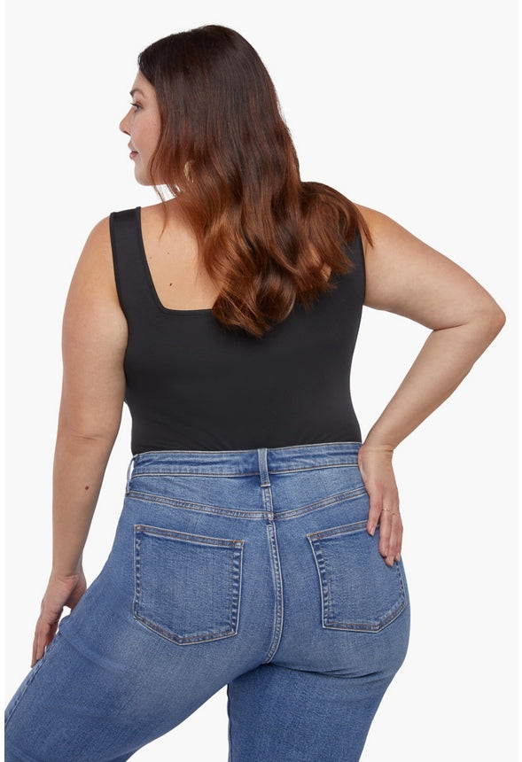 PLUS SIZE SQUARE NECK SLEEVELESS BODYSUIT Caviar