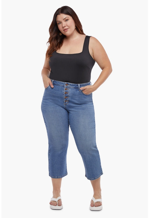 PLUS SIZE SQUARE NECK SLEEVELESS BODYSUIT Caviar