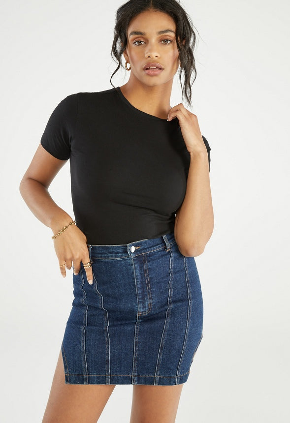 CREW NECK TEE BODYSUIT Black