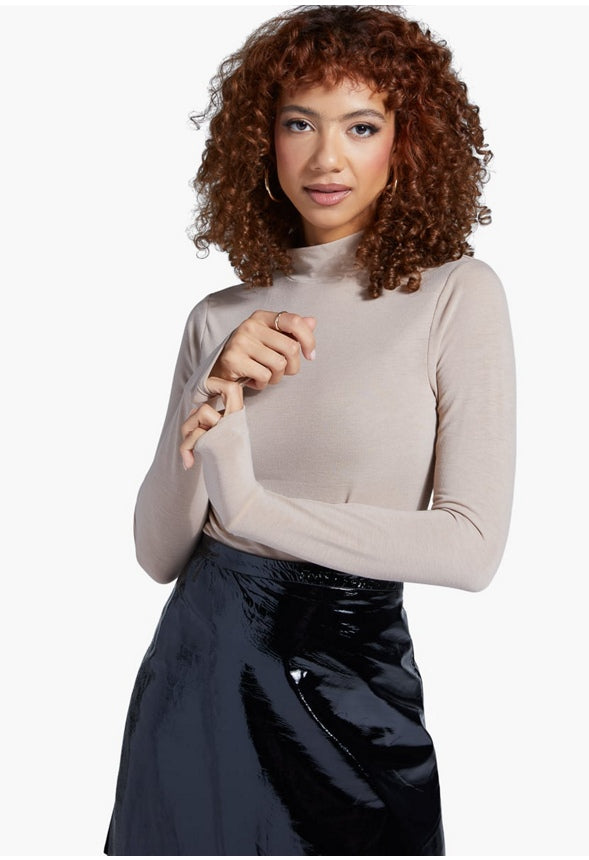 TURTLE NECK TOP Cement- Beige