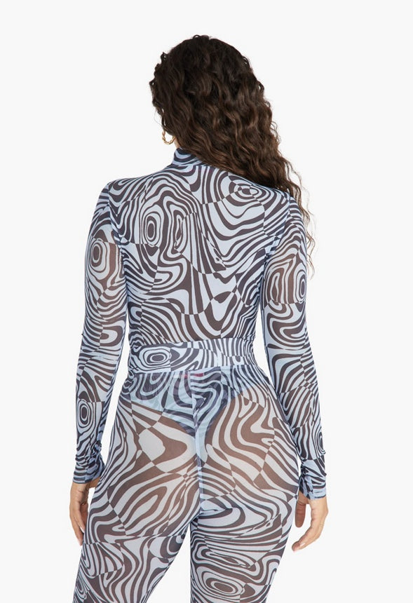 PRINTED MESH BODYSUIT Multi