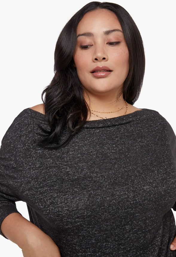 PLUS SIZE OFF SHOULDER LOUNGE TOP Black Caviar