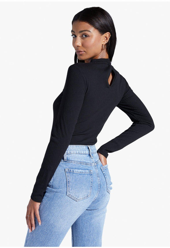 KEYHOLE BUSTIER RIB BODYSUIT Caviar