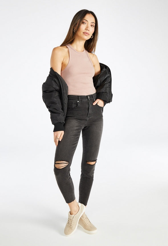 Basic Rib Tank Top Warm Taupe